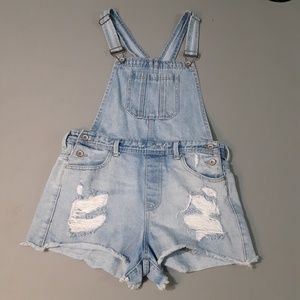 Forever 21 Light Denim Overall Shorts Size 27